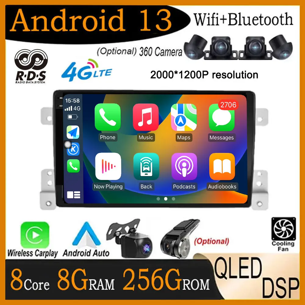 

2.5D QLED экран для Suzuki Grand Vitara 3 2005 -2015 DSP Android 13 автомобильное радио стерео Мультимедийный видеоплеер GPS навигация