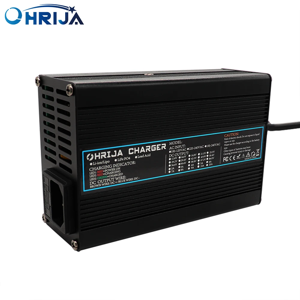 

OHRIJA 42V 5A Charger Smart Aluminum Case Is Suitable For 10S 37V Outdoor Lithium Ion Battery Car Balance Car Safe And Stable