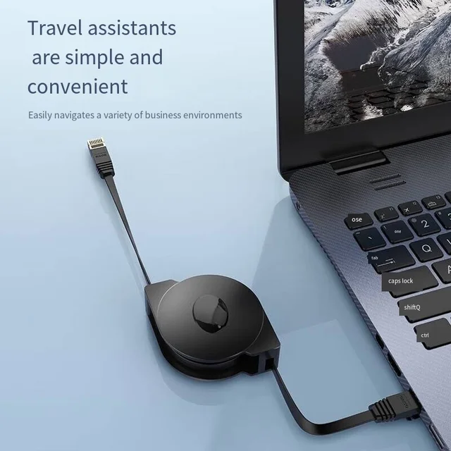 สายเคเบิลเครือข่ายกิกะบิตแบบพกพา แบบพับเก็บได้ แบบพกพา สายเคเบิลเครือข่ายคอมพิวเตอร์ประเภท 6 สำหรับการเดินทางในโรงแรม 1