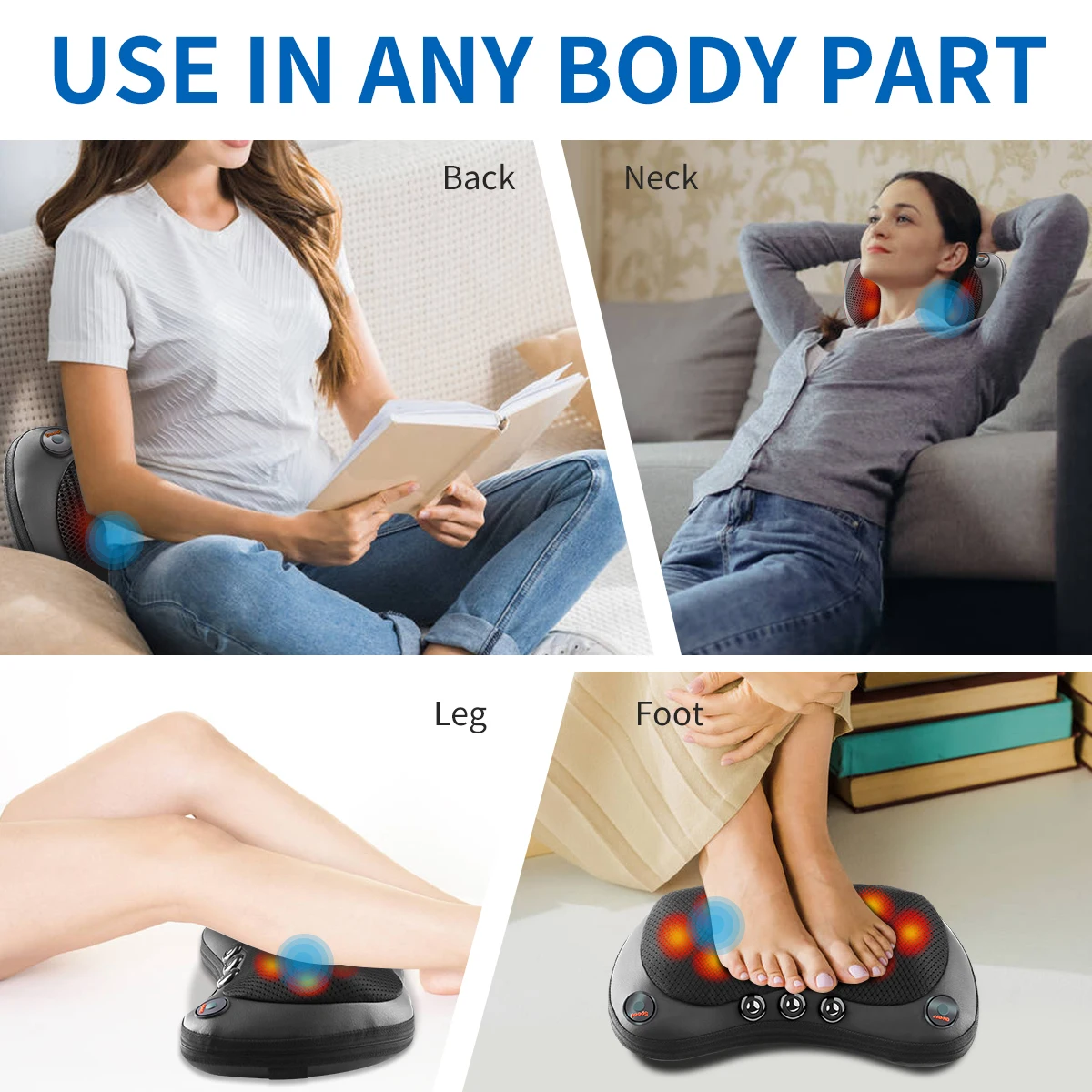Relaxation Massage Pillow Vibrator Electric Neck Shoulder Back Heating Kneading Infrared therapy head Massage Pillow massage pillow