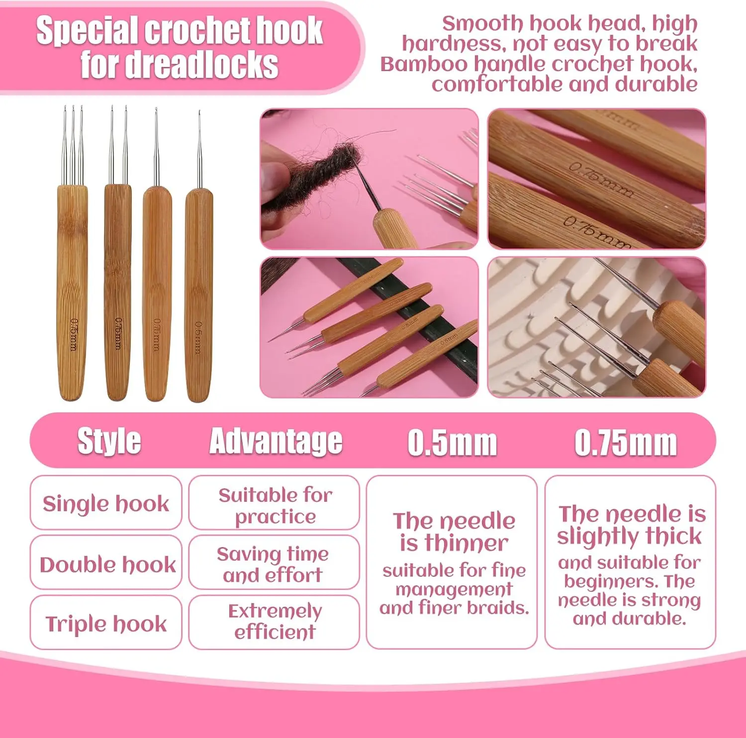 Premium Dreadlock and Hair Braiding Crochet Hook Kit - Versatile and Precise Tools