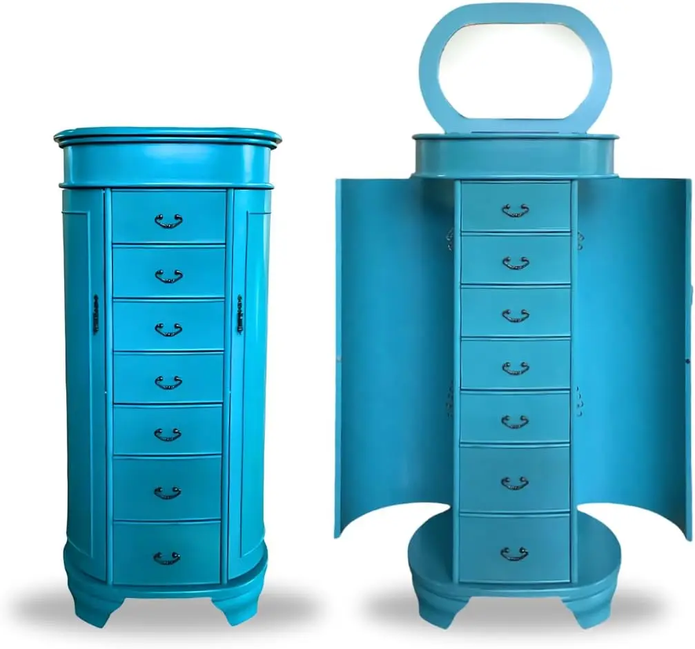 

Hives and Honey - Daley Oval Jewelry Armoire - Stylish Storage Organization, Turquoise