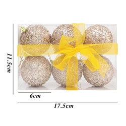 Champagne Gold Glitter Christmas Ornaments - Sparkling 6cm Ball Pendants for 12pcs- (2boxes) (Gold)