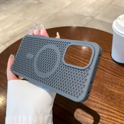 Luxury Honeycomb Cooling Breathable Magnetic PC Phone Case with Shock - Absorbing Bumper Design for OnePlus Ace 6T (GRAY)