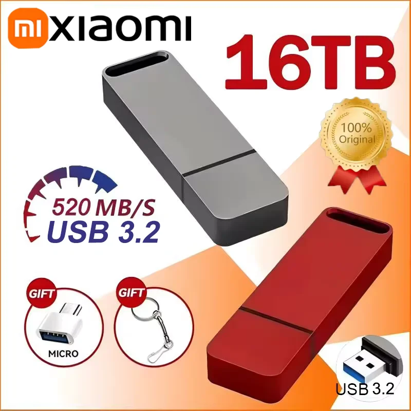 Xiaomi Original USB Flash Drive 16TB USB 3.2 Pen Type-C Metal for Computer Storage Devices usb flash drive flash drive pen drive