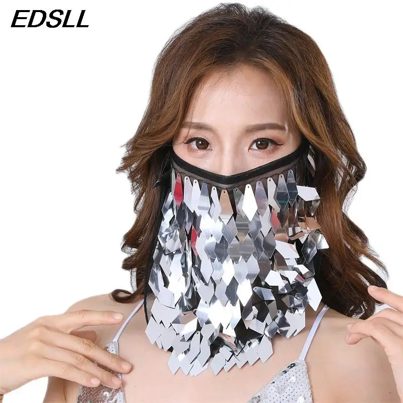 

New Fashion Belly Dance Veil Sequins Women Indian Dance Costume Accessories Belly Dance Performance Props Multicolor Female Veil