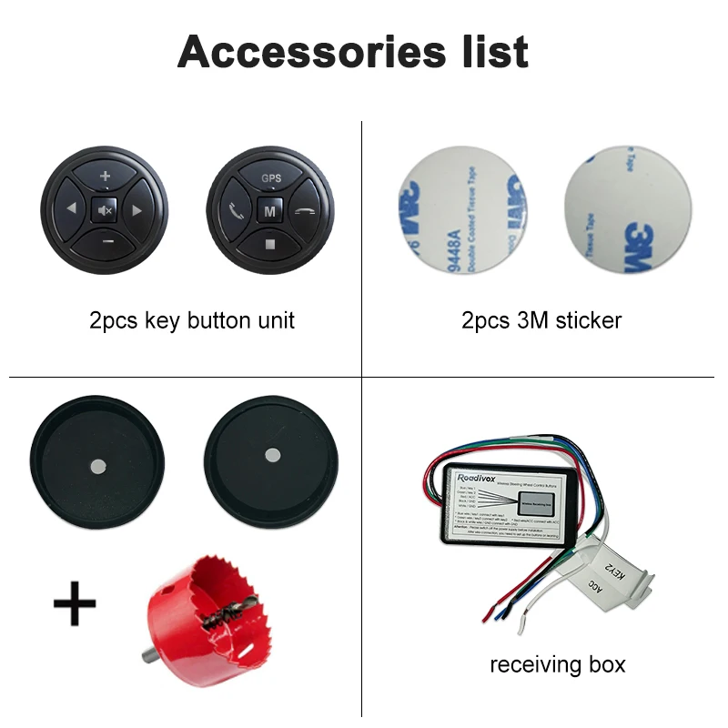 Wireless Car Steering Wheel Control Button 10 Keys Remote Controls Drill For Car Radio DVD GPS Multimedia Navigation Player steering wheel remote control,wireless remote controller,media remote controller,wireless media remote,wireless media controller,wireless steering wheel,steering wheel control button,wireless remote control