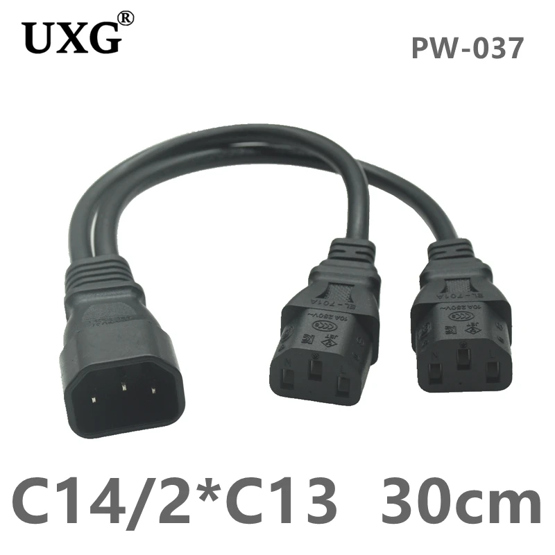 C14 to Dual C13 Y-Splitter Power Cord Adapter - Efficient Power Distribution Solution for Your Devices. Description Image.This Product Can Be Found With The Tag Names Computer Cables Connecting, Computer Peripherals, PC Hardware Cables Adapters