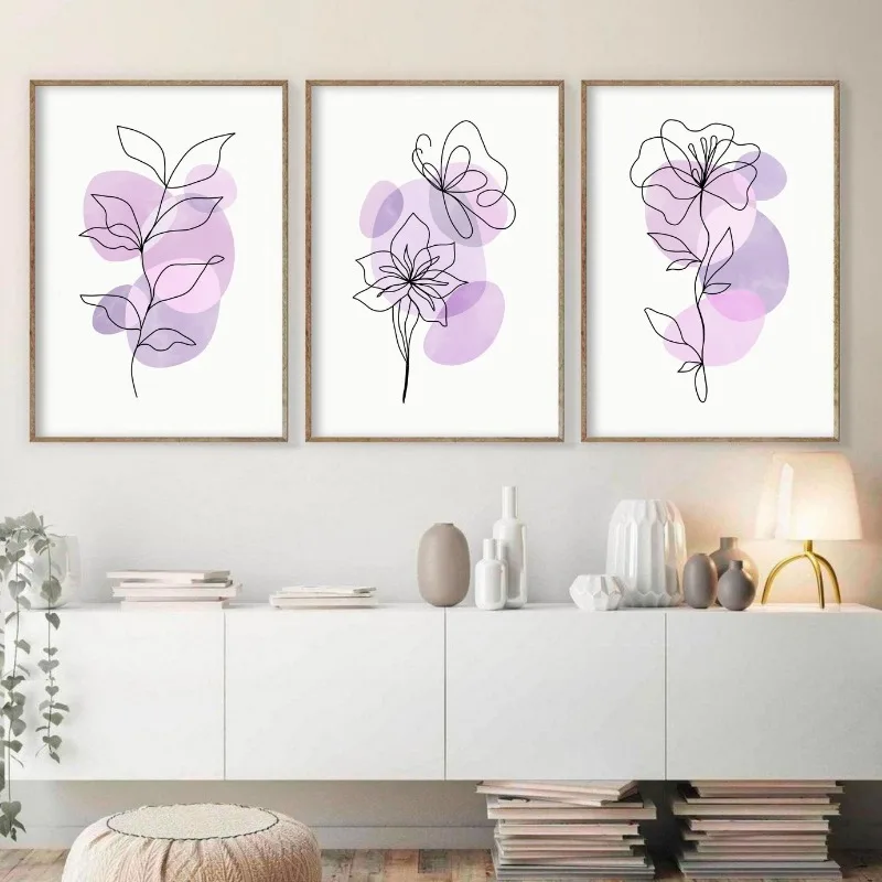 Lilac Floral Pastel Abstract Canvas Art Print