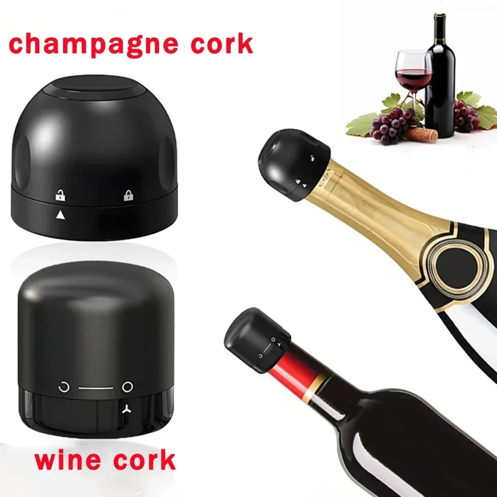 Vacuum Red Wine Champagne Stopper Rotating Lock Bottle Stopper Sparkling Wine Sealing Plug Household Red Cork Bar Tool