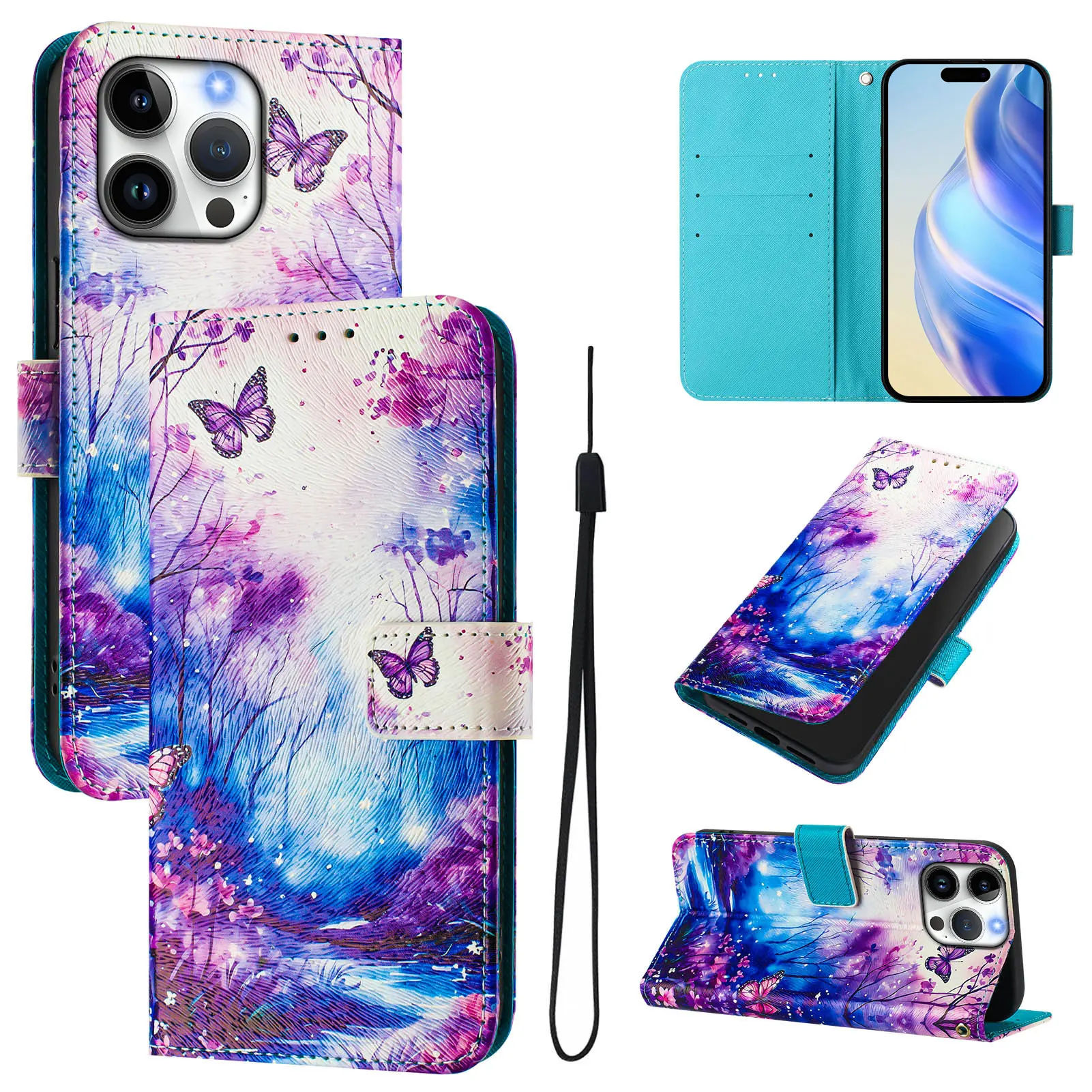 Elegant Leather Flip Wallet Phone Case with Card Holder Slots