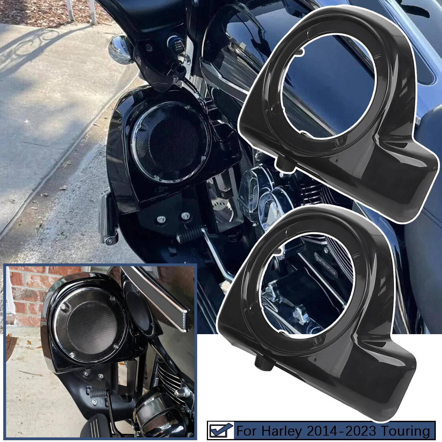 Unpainted ABS Plastic 6.5" Speaker Boxes Pods For Harley Touring 2014- Electra Road Street Glide FLHTCU FLTRXS FLHXS