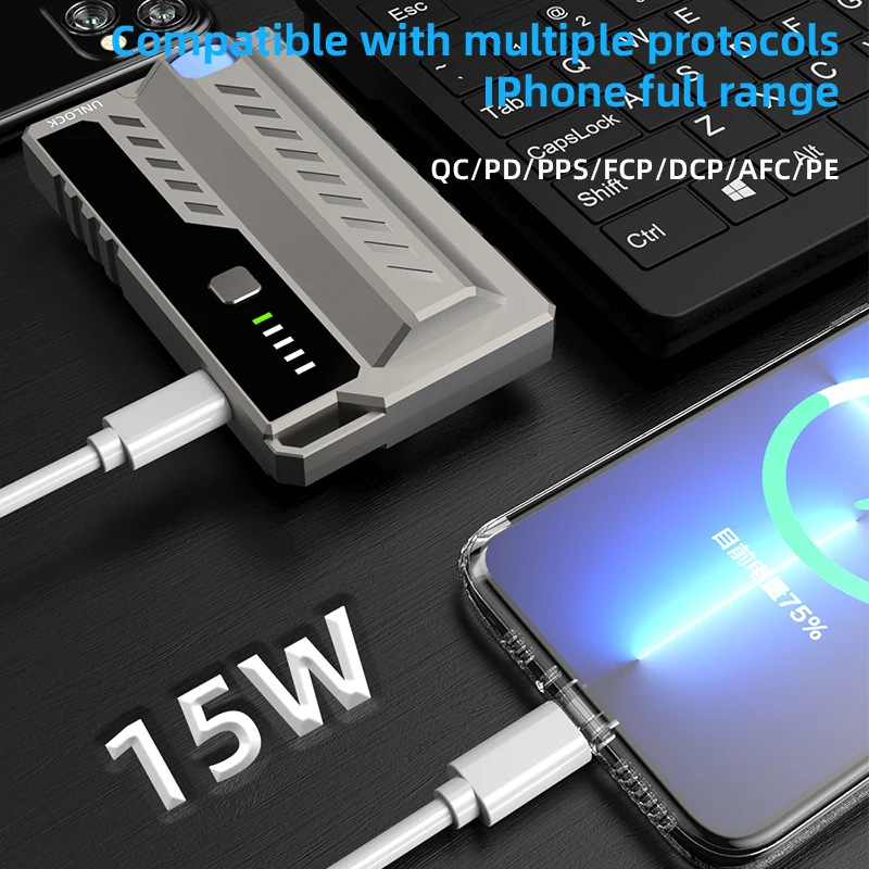 for iPhone Xiaomi Cyber Mecha Tactical Replaceable Battery Mobile Power 22.5W Fast charging Portable Charger External Battery 4