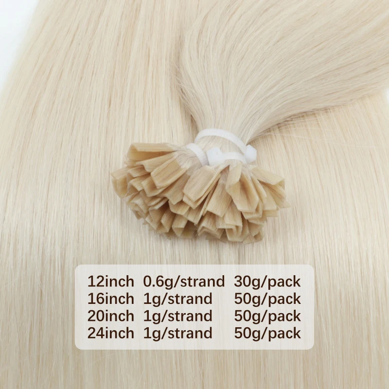 White Blonde #1001 K Tip Hair Extensions Real Human Hair V Tip Keratin Hot Fushion Machie Remy Extensions 12-24 inch hair extensions