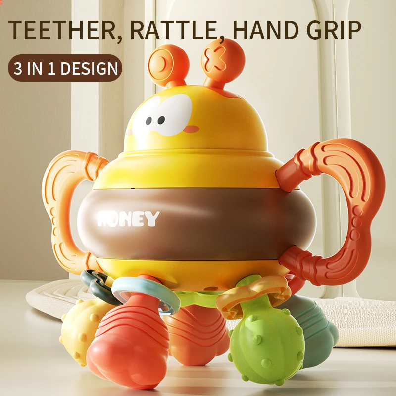 Baby Toys Baby Rattle Toys Bee rattle grip training puzzle Early education can chew chew teeth children soothe June 1 birthday boys and girls toys