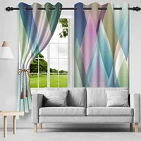 2pcs/set Colourful Gradient Window Curtain Bright Multicolor Blackout  Polyester Fabric Study Bedroom Living Room Decor Curtain 5