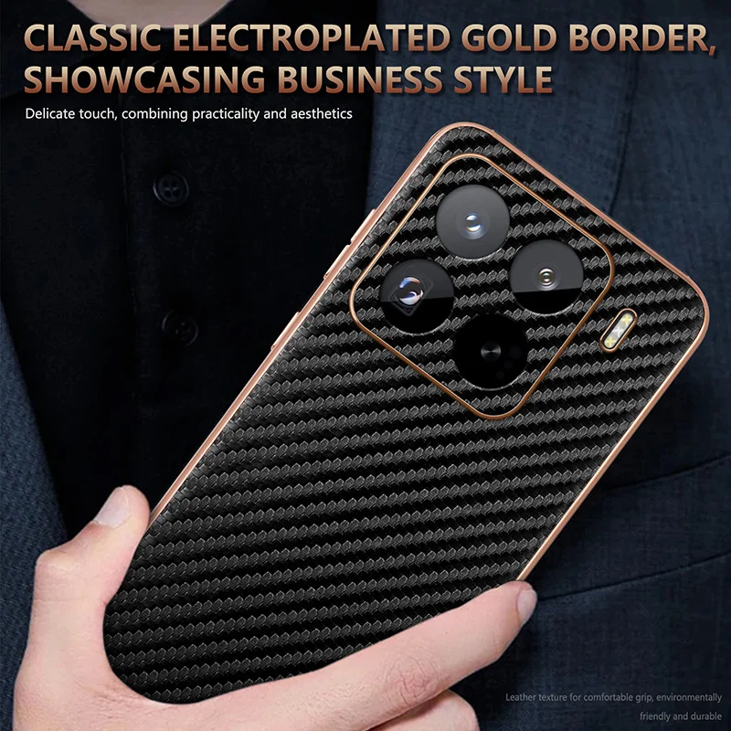 Luxury Carbon Fibre Electroplating Leather Silicone Phone Case Cover