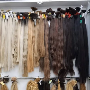 Nessuna trama Estensioni naturali dei capelli umani reali al 100% Capelli umani Remy Bulk Intrecciatura dei capelli indiani vergini naturali non trattati Originali