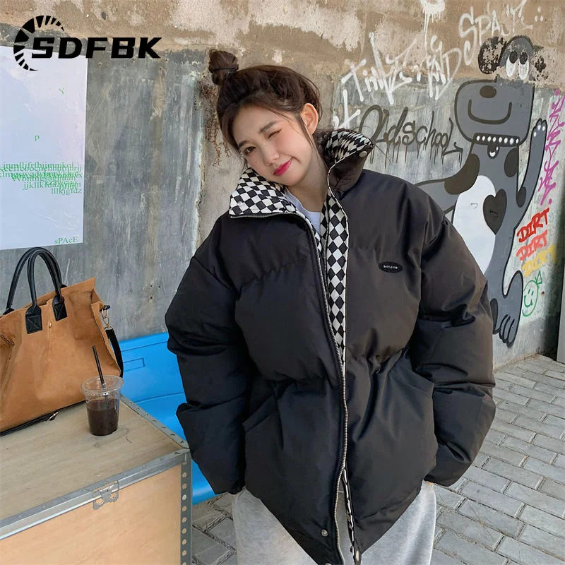 Down jacket Women Winter 2022 Zipper Loose Padded  Zipper Solid Parkas Thick Warm Puffer Hooded Coat Oversized Female Outwear