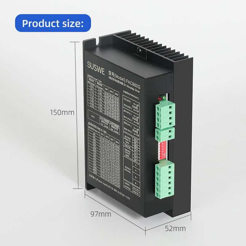 고성능 저소음 2 상 DSP 디지털 스텝퍼 모터 드라이버, FAC860G, DC 24-100V, AC 18-80V