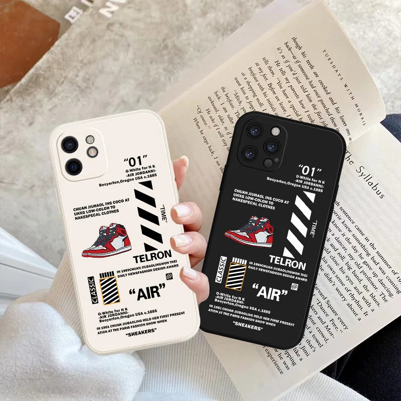 Fashion Sneakers Off Air Sports Shoes Custodia Per Telefono Di Marca Per Iphone11 13Pro Max 12 Mini 14 Xs Max Xr 7 8Plus Cover A Righe Bianche