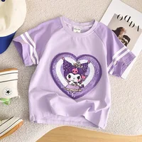 Mymelody Culumi Girls T-Shirt Summer Shirt Changeable Pattern Cinamonroll Children Cartoon Round Neck Casual Tee Tops 2