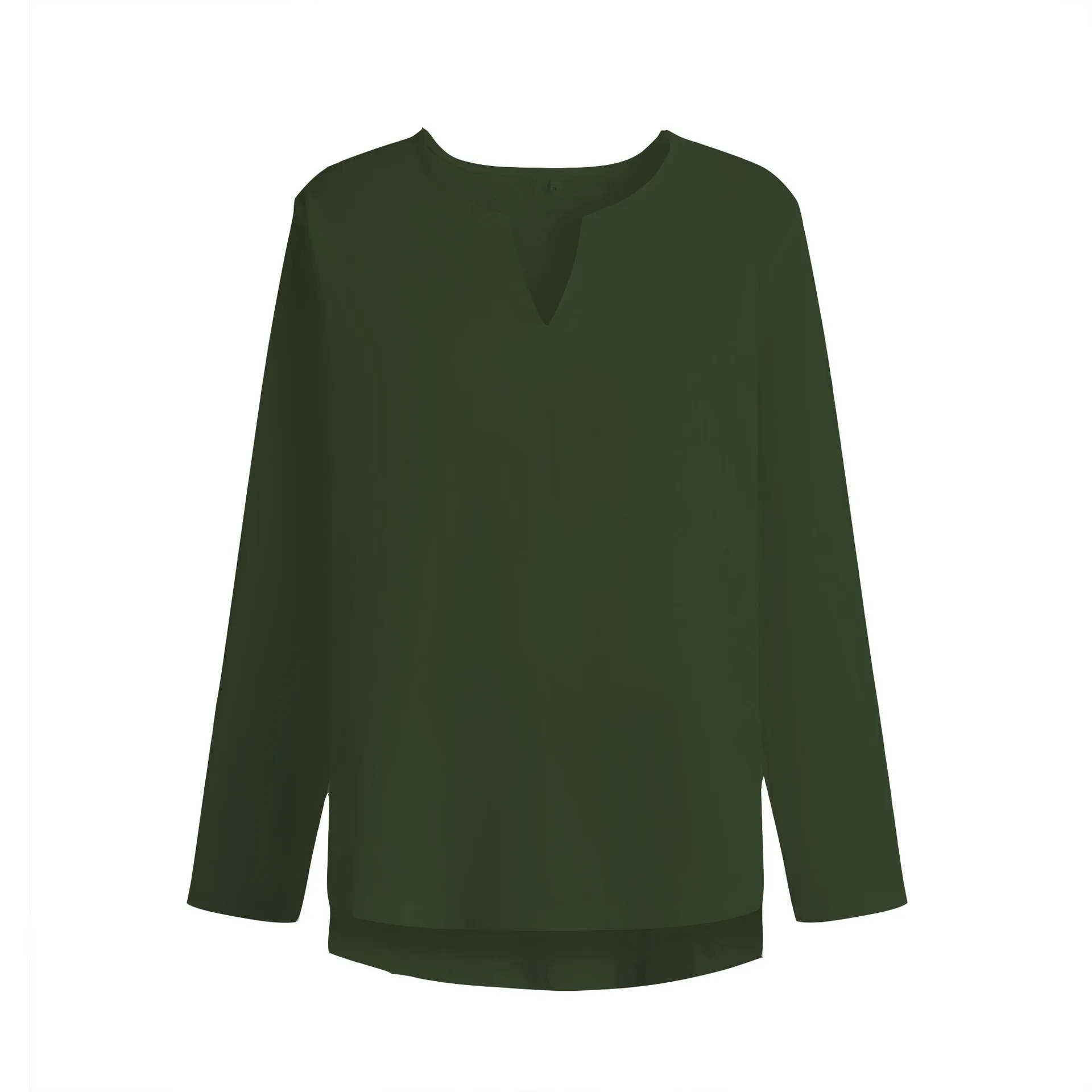 Men Loose Fit V Neck Long Sleeve Solid Tshirts