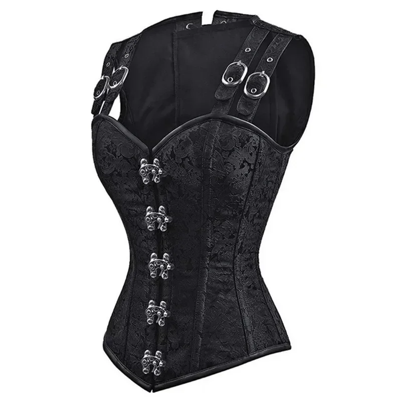 Steampunk Corset Top Sexy Women Shoulder Straps Gothic Bustier Corsets Overbust Jacquard Vintage Corselete Vest Plus Size