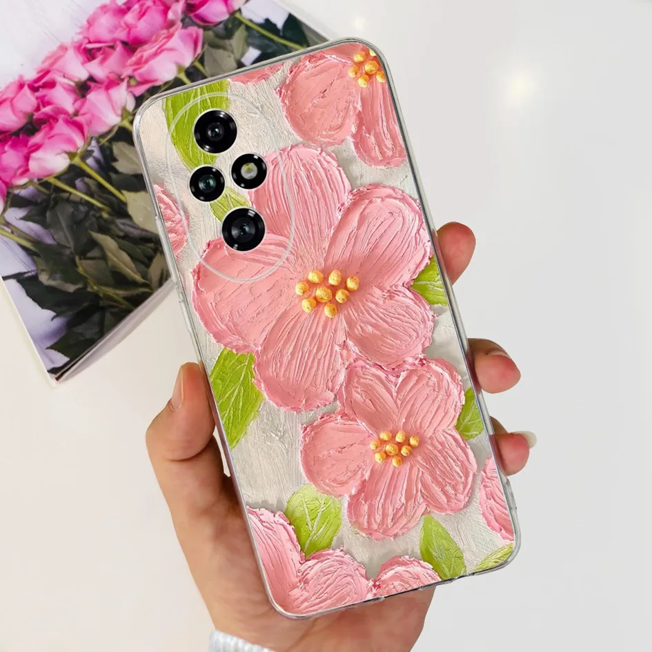 Stylish Flower Slim Clear Silicone Phone Case - Soft Protective Bumper Cover