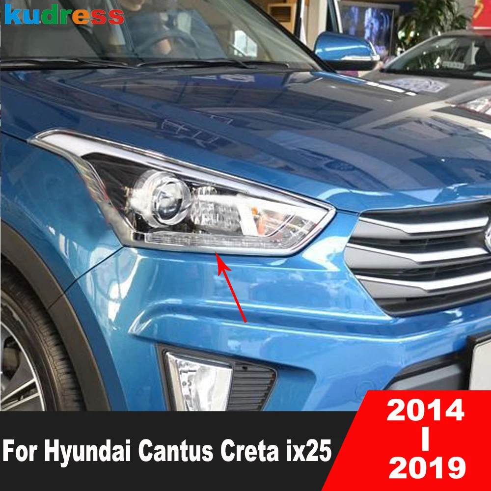 

Накладка на переднюю фару головного света для Hyundai Cantus Creta ix25 2014-2018 2019, хромированная накладка на автомобильную фару, аксессуары для формования