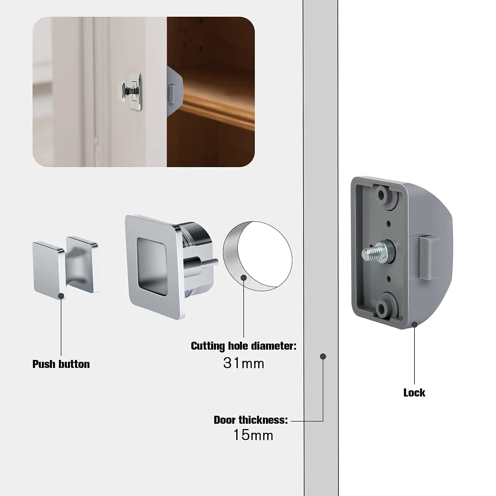 1/10PCS Cabinet Knob RV Push Button Cabinet Latch Rust Compartment Latch Multipurpose Drawer for Camper Boat Carav door lock mini padlock draw latches