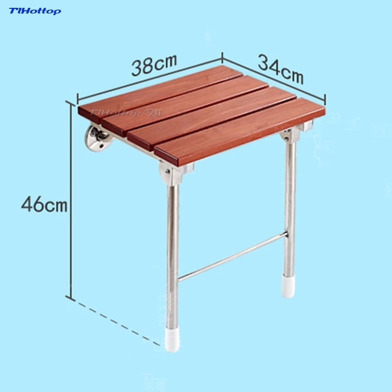 Tlhottop Wood Folding Bath Shower Seat  Wall Mounted Relaxation Shower Chair Solid Seat Spa Bench Saving SpaceBathroom YJ-2058 2