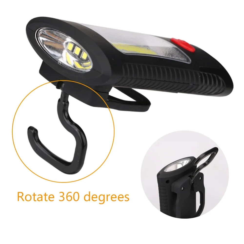 Portable Flashlight 2 Mode Multifunctional Portable COB LED Magnetic Folding Hook Light USE 3xAAA