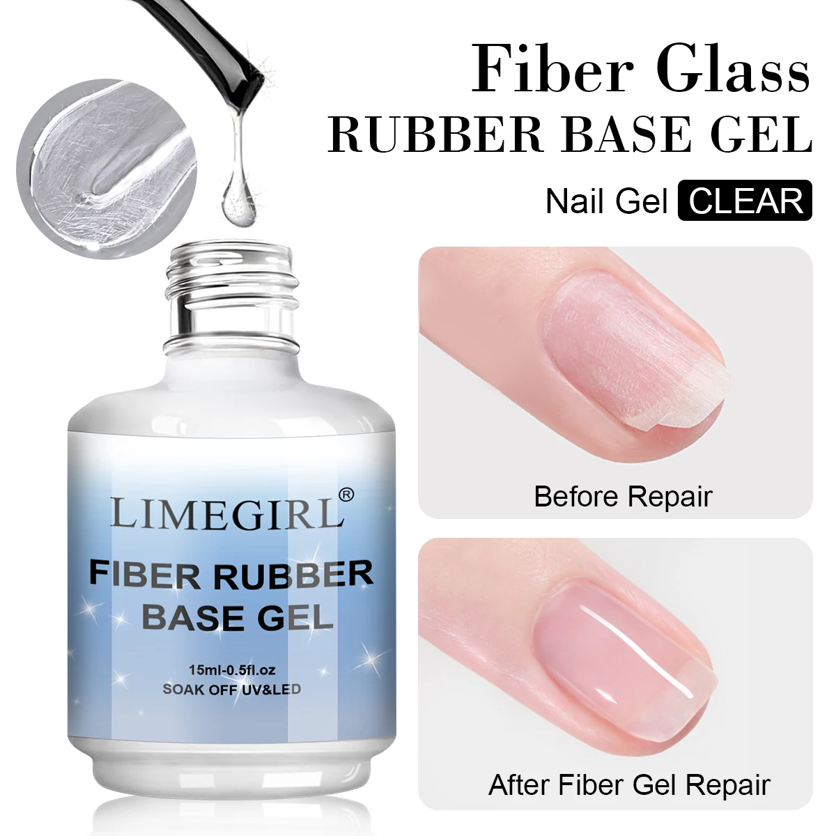 Multifunctional Nail Art Soaking Fiber Primer Clear Base Coat for Nails Care Fracture Manicure Nail Polish UV Base Coat Varnish