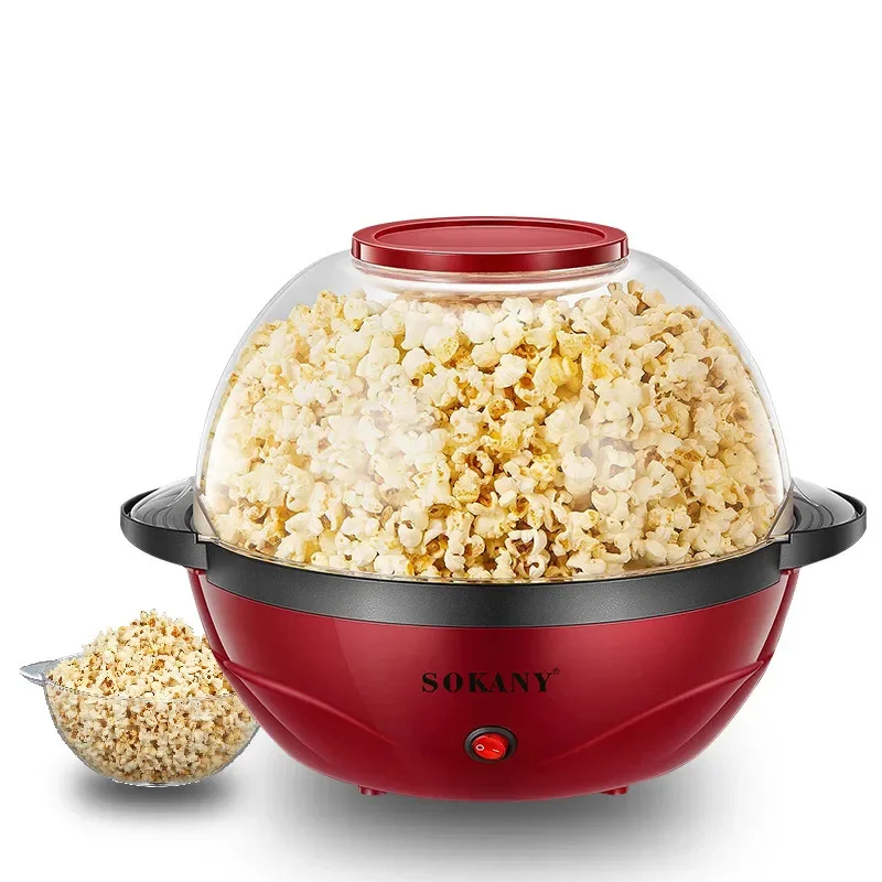 Automatic Stirring Popcorn Maker Popper, Electric Hot Oil Popcorn Machine  with Measuring Cap & Built-in Reversible Serving Bowl - AliExpress