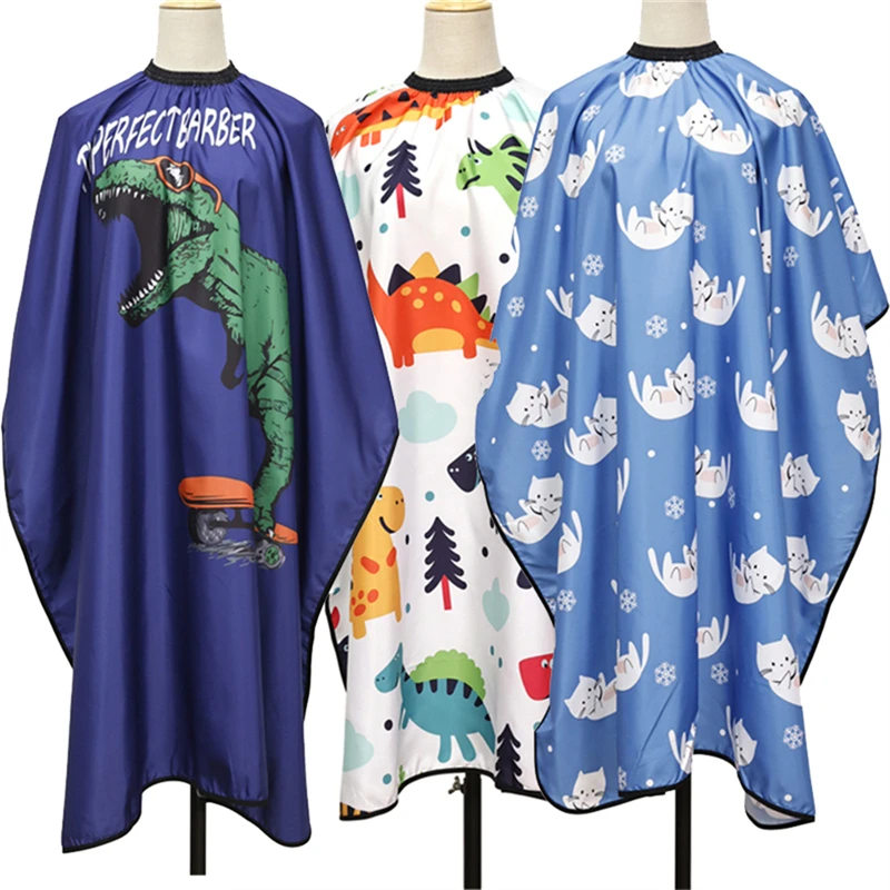 Salon Children Haircut Apron Waterproof Cartoon Pattern Hairdressing Cloth Cape Professional Barbershop Styling Accessories 3