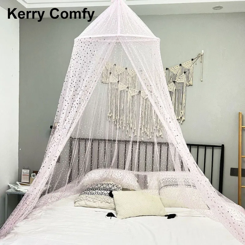 

Baby Mosquito Net Canopy with Dots Girls Princess Bed Canopy Curtains Glowing Stars Lightweight Dreamy Mosquito Net for Cribs