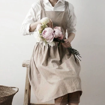 브리프 북유럽 스커트 코튼 린넨 앞치마, 커피숍 및 꽃집 청소 앞치마, 여성 세탁 앞치마, 유용한 스커트