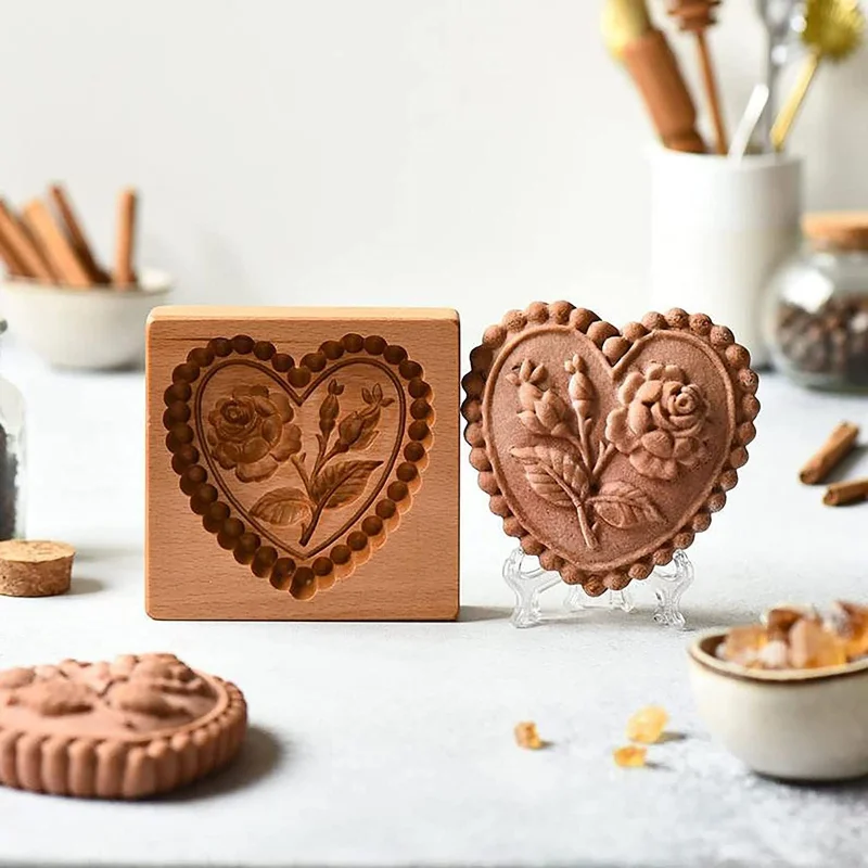 Folzery Raspberry Shortbread Mold-Carved Wood Gingerbread Biscuits  Shortbread Mold