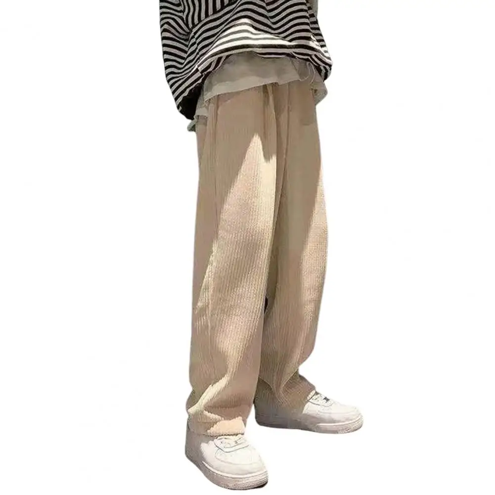

Men Pants Mid Rise Elastic Waist Wide Leg Loose Streetwear Winter Draping Sweatpants Jogging