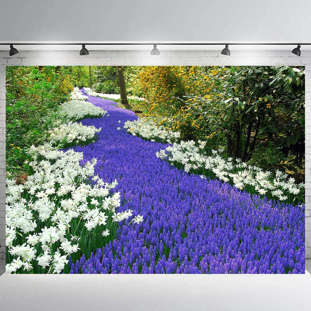 꽃 도로 울타리 거리 배경, 생일 파티 사진 스튜디오 방 장식, HD 잔디 배경 소품