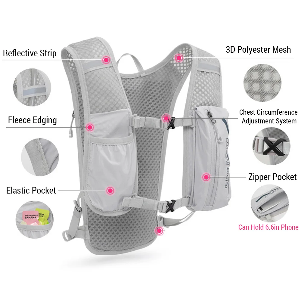 5L Running Hydration Vest Backpack Breathable Jogging Sports Backpack with 1.5L Water Bladder Cycling Bag