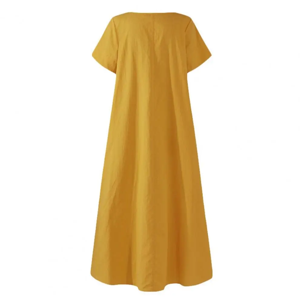 

Women Long Dress Elegant A-line Midi Dress with Pleated Swing Design Breathable Soft Fabric Flattering Round for Women's
