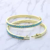 New Bezel Setting Small Beads Blue Turquoise Bangles for Women Brass with Gold Plated Color Classic Bracelet Fashion Jewelry 1