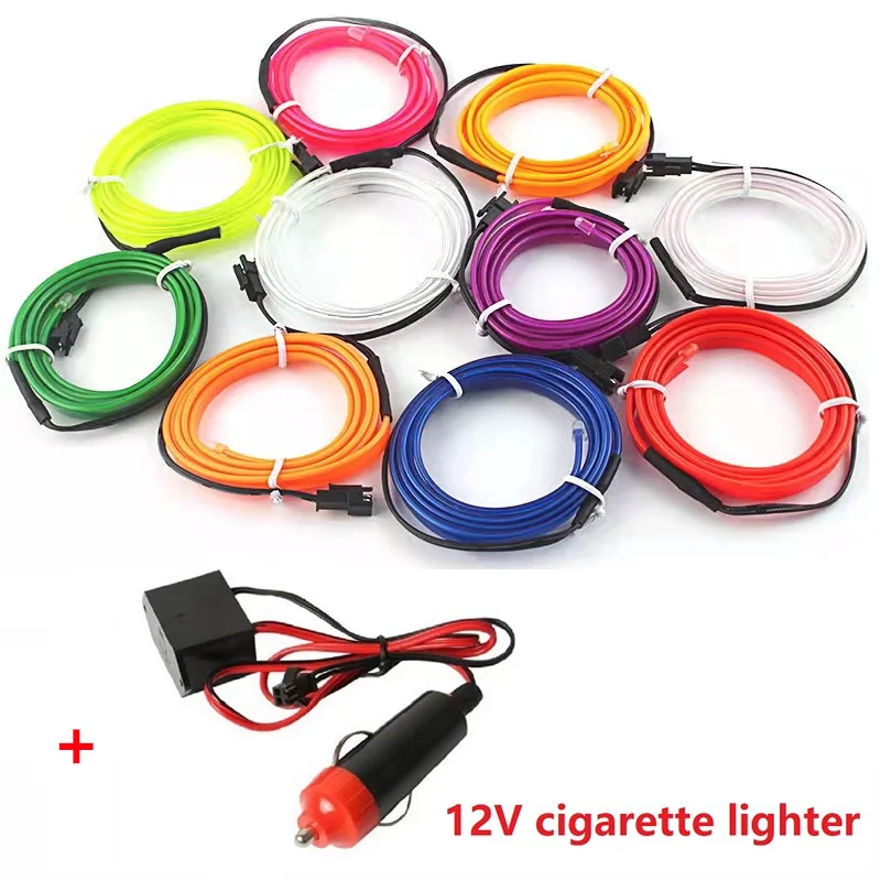 thumbnail image 1 of Venta caliente 1M/2M/3M/5M iluminación interior del coche tira de LED decoración guirnalda cuerda de alambre tubo línea flexible luz de neón USB Cigar Drive, 1 of 5