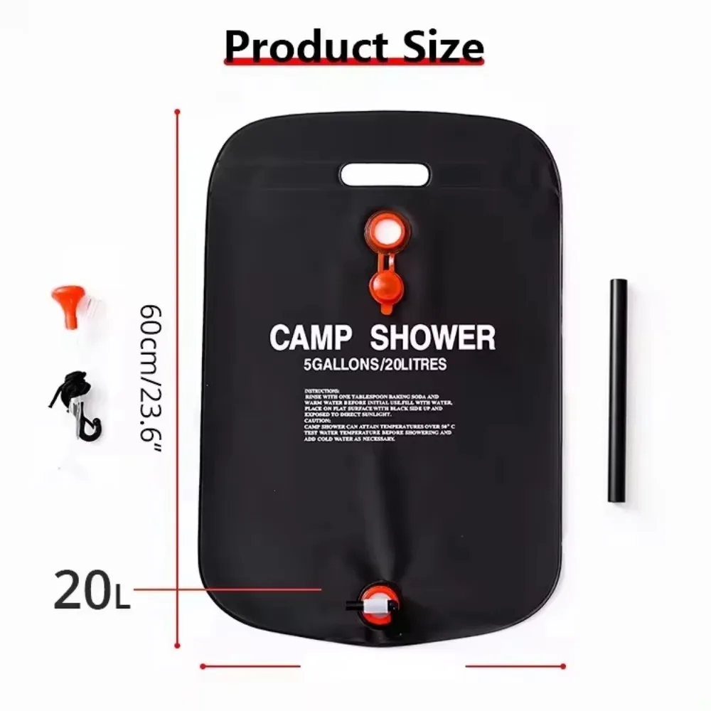 20L portable camping shower bag foldable solar shower bag outdoor bath water bag camping sun compact heated water shower bags scrubbing pool accessories