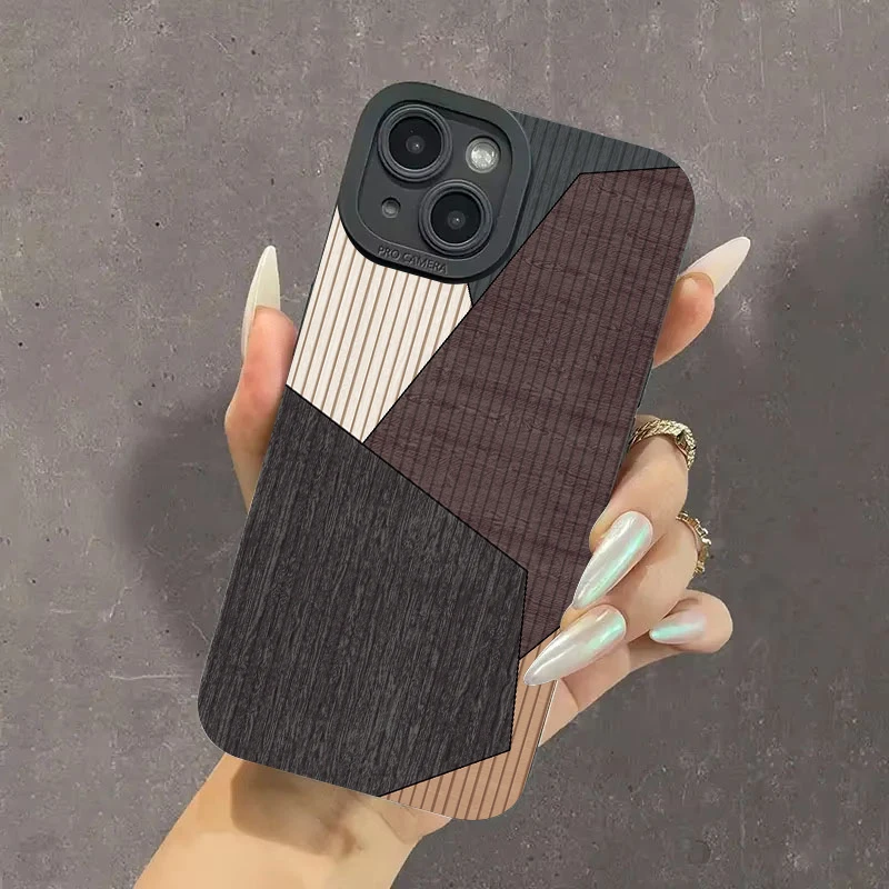 Luxury Vintage Wood Grain Pattern Shockproof Phone Case