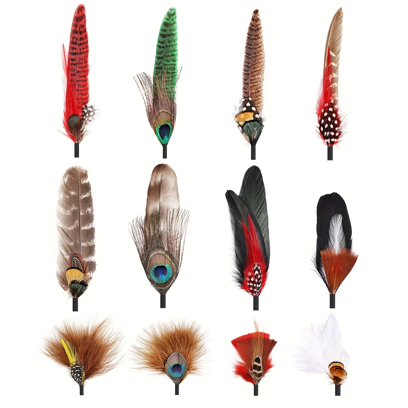 Description Picture 2 of item10-12 Pcs Natural Peacock Feathers for Hats – Colorful Real Feathers for DIY Fedora, Cowboy, and Party Hats