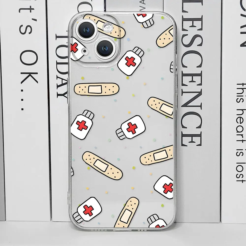 Nurse Medical Medicine Health Heart Phone Case for IPhone 16 15 13 12 11 Pro Mini XS MAX 7 8 14 Plus Doctor Nursing Clear Covers view 2