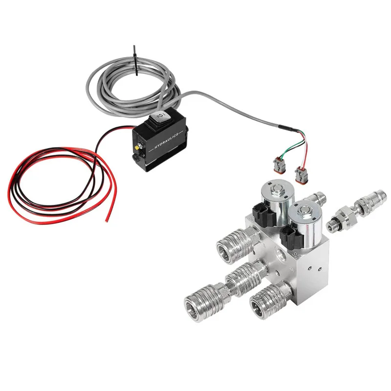 Hydraulic Multiplier 2 Circuit Kit,SCV Splitter/Diverter Manifold Valve Kit with Couplers and Switch Box Control for Ford More
